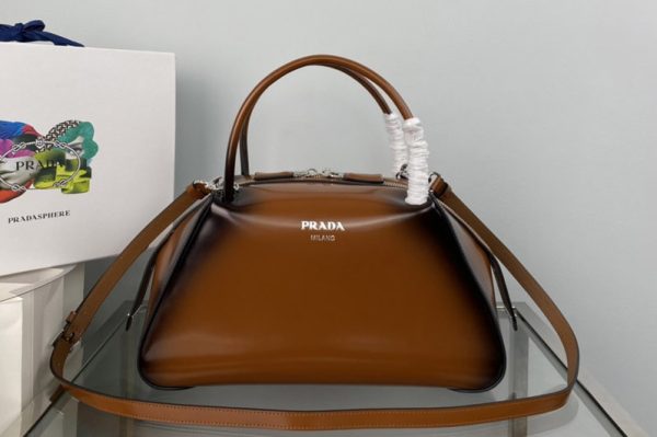 Replica Prada 1BA365 Medium brushed leather Prada Supernova handbag in Brown Leagther