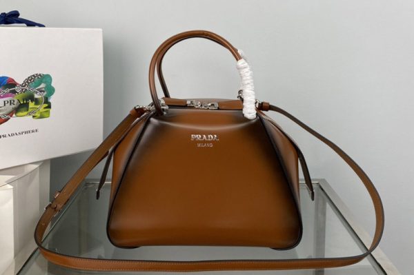 Replica Prada 1BA366 Small brushed leather Prada Supernova handbag in Brown Leagther