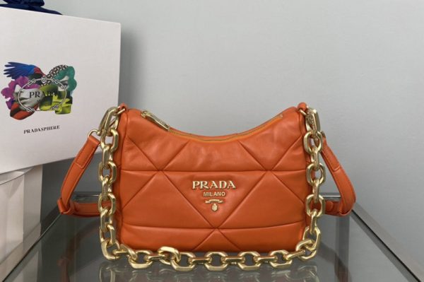 Replica Prada 1BC157 Prada System nappa leather patchwork bag in Orange Leather