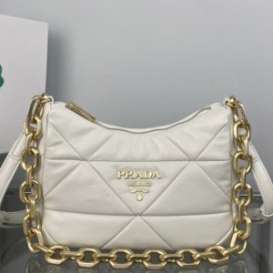 Replica Prada 1BC157 Prada System nappa leather patchwork bag in White Leather