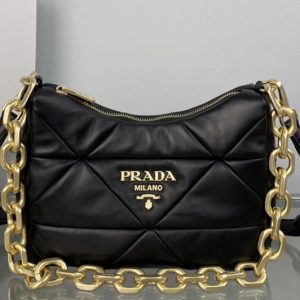 Prada 1BC157 Prada System nappa leather patchwork bag in Black Leather