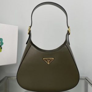 Replica Prada 1BC179 Leather shoulder bag in Green Leather