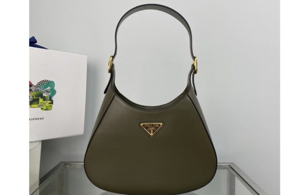 Replica Prada 1BC179 Leather shoulder bag in Green Leather