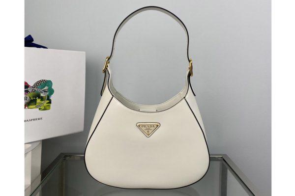 Replica Prada 1BC179 Leather shoulder bag in White Leather