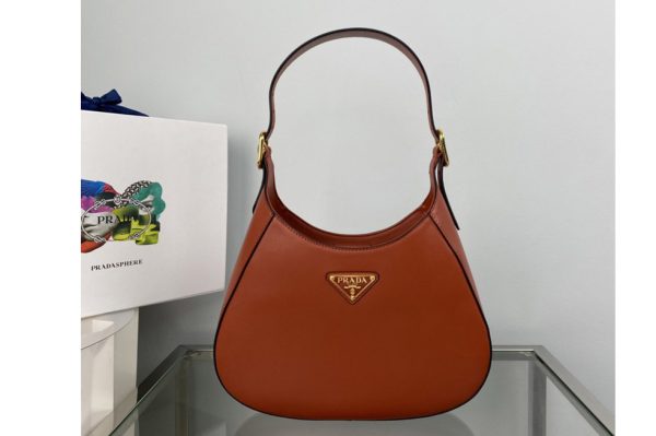 Replica Prada 1BC179 Leather shoulder bag in Orange Leather