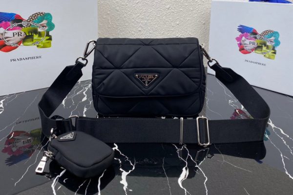 Replica Prada 1BD292 Prada System shoulder bag in Black Nylon