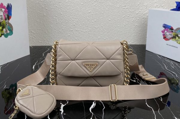 Replica Prada 1BD292 Prada System nappa leather patchwork bag in Beige Leather