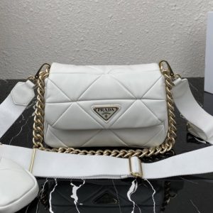 Replica Prada 1BD292 Prada System nappa leather patchwork bag in White Leather