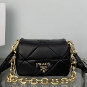 Replica Prada 1BD292 Prada System nappa patchwork shoulder bag in Black Leather