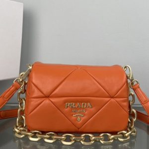 Replica Prada 1BD292 Prada System nappa patchwork shoulder bag in Orange Leather