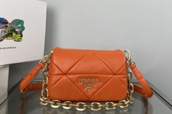 Replica Prada 1BD292 Prada System nappa patchwork shoulder bag in Orange Leather