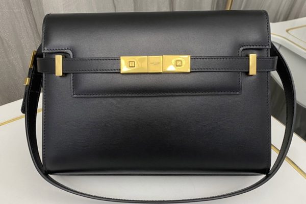 Replica Saint Laurent 675626 YSL MANHATTAN SMALL SHOULDER BAG IN Black Leather