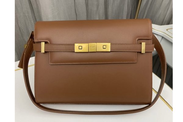 Replica Saint Laurent 675626 YSL MANHATTAN SMALL SHOULDER BAG IN Brown Leather