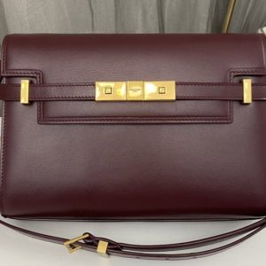 Replica Saint Laurent 675626 YSL MANHATTAN SMALL SHOULDER BAG IN Burgundy Leather