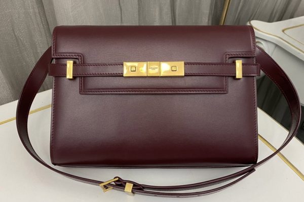 Replica Saint Laurent 675626 YSL MANHATTAN SMALL SHOULDER BAG IN Burgundy Leather