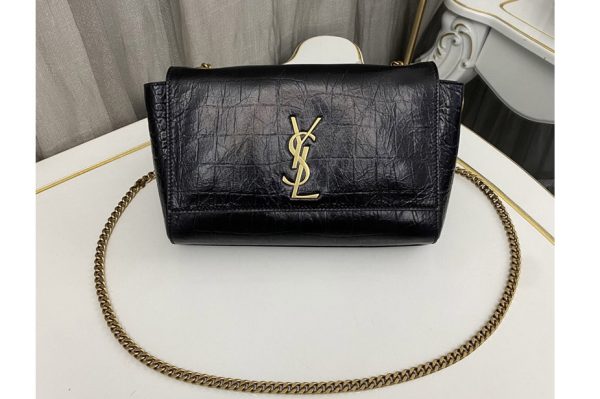 Replica Saint Laurent 721250 YSL Kate Small Chain bag in Black Print Crocodile Leather