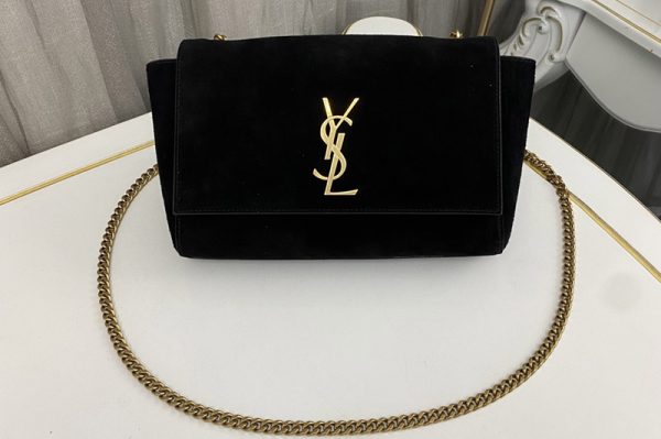 Replica Saint Laurent 721250 YSL Kate Small SUPPLE/REVERSIBLE Chain bag in Black Suede and Leather