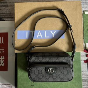 Replica Gucci ‎722557 Ophidia GG mini bag in Black and Grey GG Supreme canvas