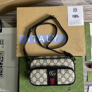 Replica Gucci ‎722557 Ophidia GG mini bag in Beige and blue GG Supreme canvas