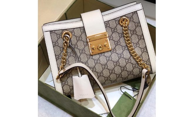 Replica Gucci ‎‎498156 Padlock GG small shoulder bag in Beige/ebony GG Supreme canvas