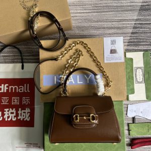 Replica Gucci ‎703848 Gucci Horsebit 1955 mini bag in Light brown leather