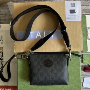 Replica Gucci ‎723306 Messenger bag with Interlocking G in Black GG Supreme canvas