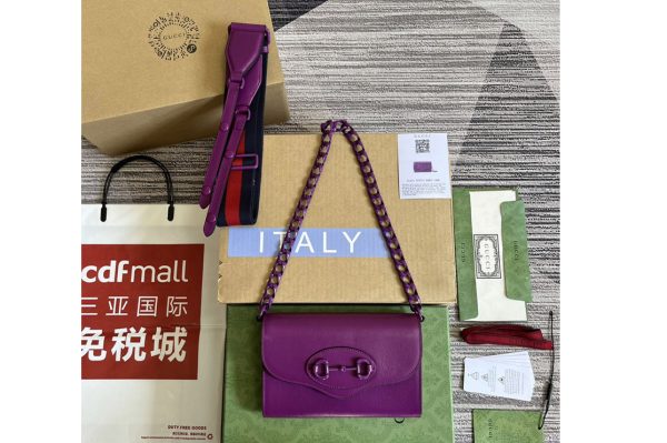 Replica Gucci ‎724713 Gucci Horsebit 1955 mini bag in Purple leather