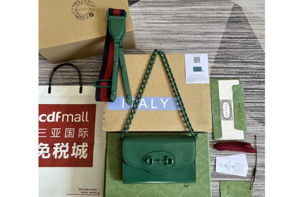 Replica Gucci ‎724713 Gucci Horsebit 1955 mini bag in Green leather