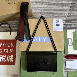 Replica Gucci ‎724713 Gucci Horsebit 1955 mini bag in Black leather