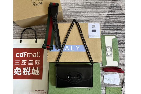 Replica Gucci ‎724713 Gucci Horsebit 1955 mini bag in Black leather