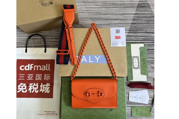 Replica Gucci ‎724713 Gucci Horsebit 1955 mini bag in Orange leather