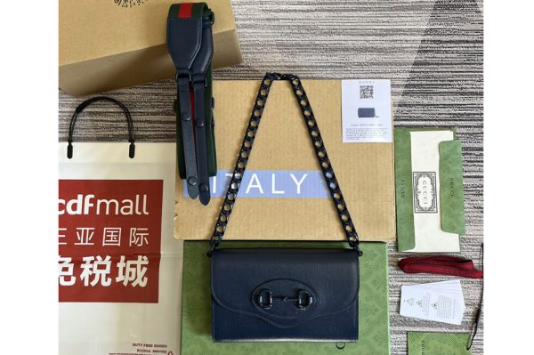 Replica Gucci ‎724713 Gucci Horsebit 1955 mini bag in Blue leather