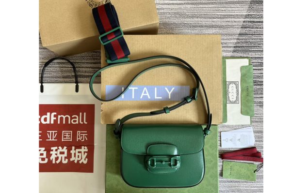 Replica Gucci ‎726226 Gucci Horsebit 1955 small shoulder bag in Green leather