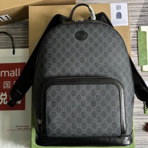 Replica Gucci ‎704017 Backpack with Interlocking G in Black GG Supreme canvas