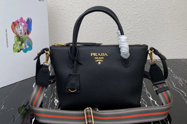 Replica Prada 1BA111 Should Strap Bag in Black Leather