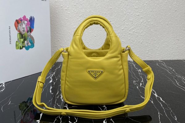 Replica Prada 1BA359 Small padded Prada Soft nappa-leather bag in Yellow Leather