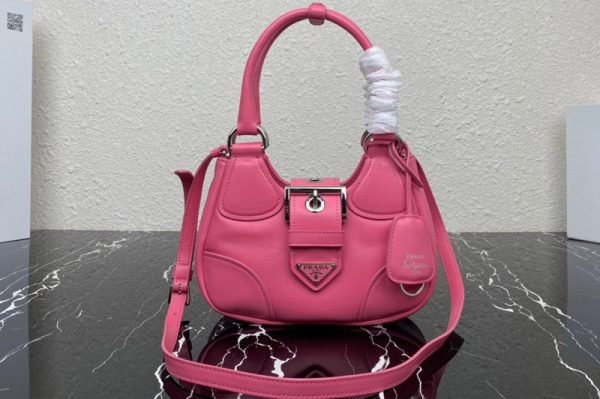 Replica Prada 1BA381 Prada Moon padded nappa-leather bag in Pink Leather