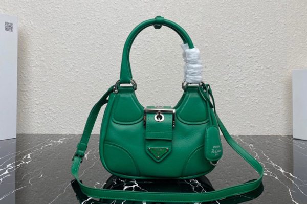 Replica Prada 1BA381 Prada Moon padded nappa-leather bag in Green Leather