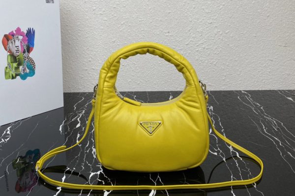 Replica Prada 1BA384 Prada Soft padded nappa leather mini-bag in Yellow Leather