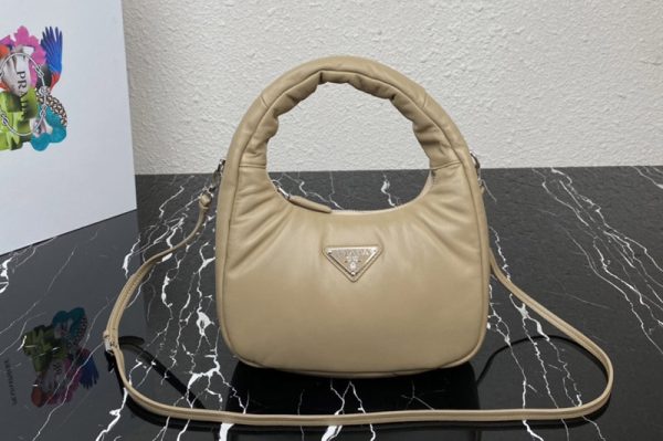 Replica Prada 1BA384 Prada Soft padded nappa leather mini-bag in Beige Leather