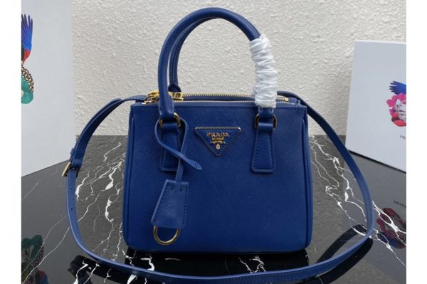 Replica Prada 1BA906 Prada Galleria Saffiano leather mini-bag in Blue Leather