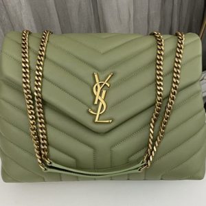 Replica Saint Laurent 459749 YSL Medium Loulou Chain Bag in Green Leather