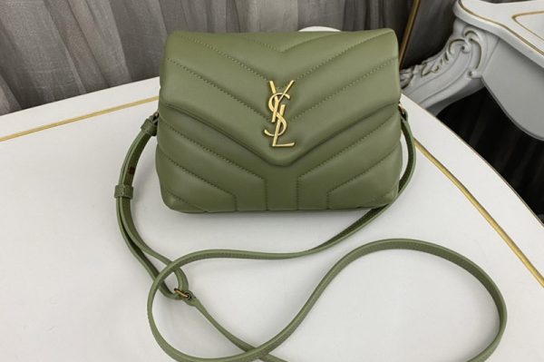 Replica Saint Laurent 467072 YSL Loulou Toy Bag in Green Leather