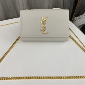 Replica Saint Laurent 469390 YSL Kate Small Bags In White Grain De Poudre Embossed Leather