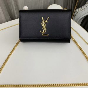 Replica Saint Laurent 469390 YSL Kate Small Bags In Black Grain De Poudre Embossed Leather