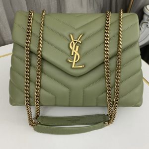 Replica Saint Laurent 494699 YSL LOULOU SMALL BAG in Green Leather