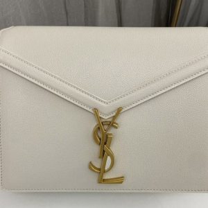 Replica Saint Laurent 532750 YSL CASSANDRA MEDIUM CHAIN Bag In White GRAIN DE POUDRE EMBOSSED LEATHER