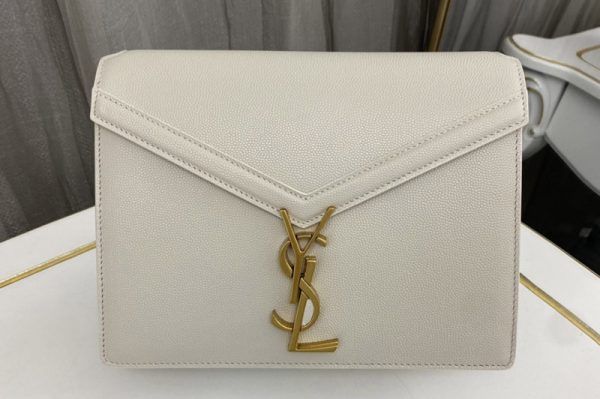 Replica Saint Laurent 532750 YSL CASSANDRA MEDIUM CHAIN Bag In White GRAIN DE POUDRE EMBOSSED LEATHER