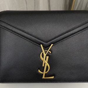 Replica Saint Laurent 532750 YSL CASSANDRA MEDIUM CHAIN Bag In Black GRAIN DE POUDRE EMBOSSED LEATHER