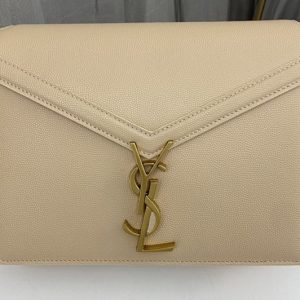 Replica Saint Laurent 532750 YSL CASSANDRA MEDIUM CHAIN Bag In Dark Beige GRAIN DE POUDRE EMBOSSED LEATHER